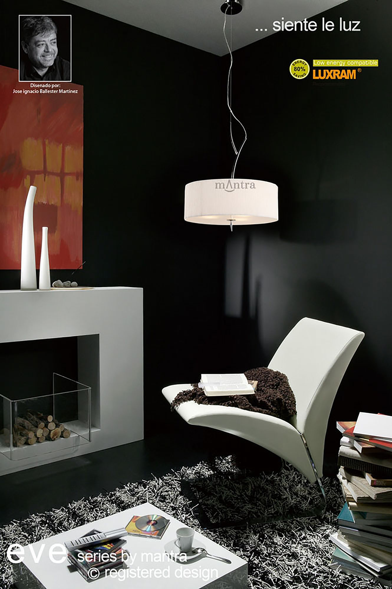 Eve Polished Chrome-White Ceiling Lights Mantra Single Pendant Eve Polished Chrome-White Ceiling Lights Mantra Single Pendant